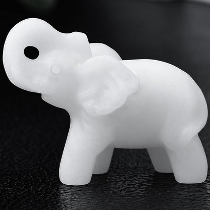 Ytbeoxk 1.8 Inch White Jade Elephant Crystal Decor, Healing Crystal Cute Figurines,White Elephant Gemstones Decorations Statue, Lucky Reiki Stones in Home and Office Meditation Gift for Women and Men