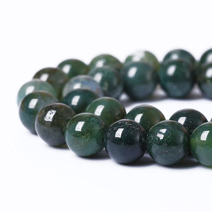 60PCS 6mm Natural Green Moss Agate Beads Gemstone Round Loose Spacer Beads for Jewelry Making DIY Bracelet Necklace Earrings 15" Inch