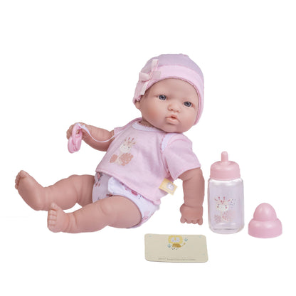 JC Toys - La Newborn Nursery | 7 Piece Baby Doll Gift Set | 12" Life-Like Baby Doll with Accessories | Pink | Ages 2+ (18344)