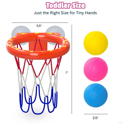 MARPPY Bath Toys - Bathtub Basketball Hoop for Toddler Kids - Bath Toys Mold-Free with Strong Suction Cups and 3 Colorful No-Hole Balls - Fun Shower Toys and Bathtub Toy for Toddlers