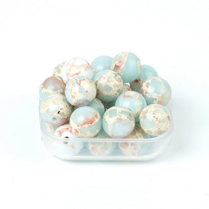 100Pcs Natural Stone 6mm Azure Imperial Jasper Round Loose Gemstone Energy Healing Beads Hole Size 1mm DIY Smooth Beads for Bracelet Necklace Earrings Jewelry Making