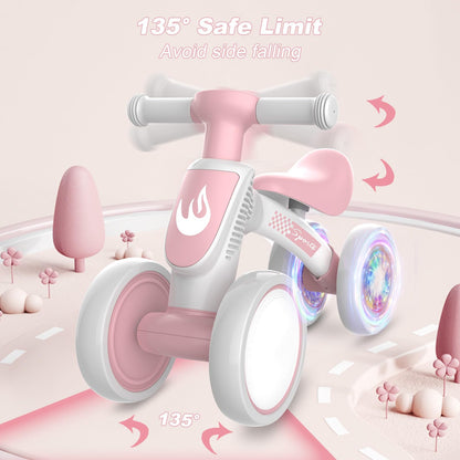 WETIFY Colorful Lighting Baby Balance Bike Toys for 1 Year Old Girl Gifts, 10-36 Month Toddler Balance Bike, No Pedal 4 Silence Wheels & Soft Seat First Bike, One Year Old Girl Birthday Gifts