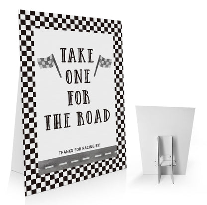 Race Car Birthday Favors Sign 8x11 Inch, Take One for the Road, Birthday Party Table Decor, Racing Party Signs, Race Car Boys Birthday Party Decorations -PDLP08