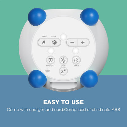 I·CODE Ok to Wake Alarm Clock for Toddlers, Children's Sleep Trainer with Red Green Light & Emoji,Toddler Sleep Aid Night Light with Auto-Off Timer, for 2-10 Years Old Kids
