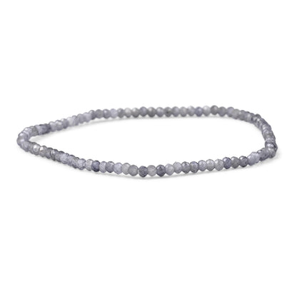Bling Jewelry Genuine Natural Tiny Lolite Faceted Ombre Multicolor Petite Seed Caviar Rondelle Beads Blue Grey Stretch Bracelets For Women Teens Stackable Set of 3 Strands