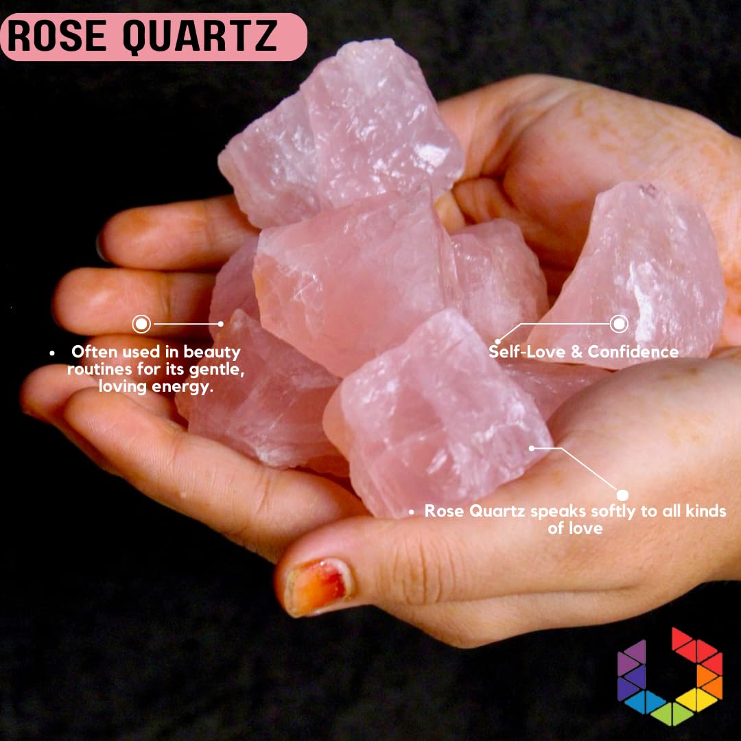 Rose Quartz Raw Crystals – Large 1.25-2.0” Natural Healing Stones for Love, Meditation, Chakra, Reiki, Crystal Grid, Energy Work, Tumbling, Wire Wrapping, and Spiritual Home Decor