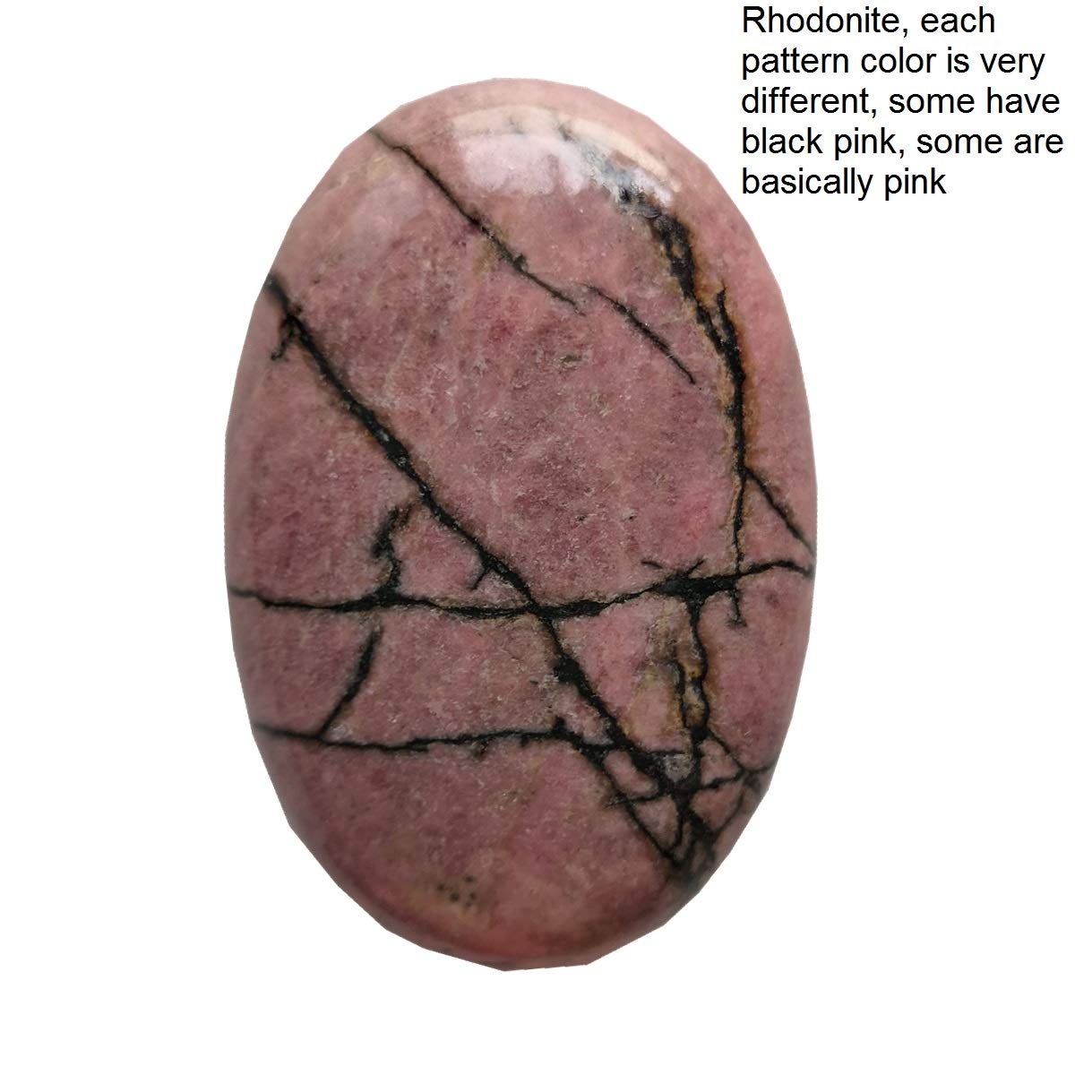 Loveliome Natural Rhodonite Oval Polished Worry Stones, Healing Crystal Indoor Fountain Stones Massage Energy Anxiety Relief Items