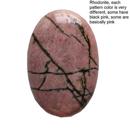 Loveliome Natural Rhodonite Oval Polished Worry Stones, Healing Crystal Indoor Fountain Stones Massage Energy Anxiety Relief Items