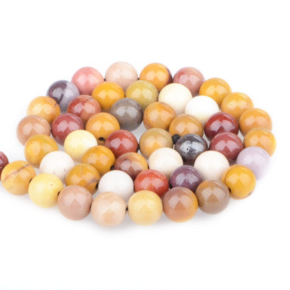 Bymitel 90 pcs Natural Genuine Real Round Loose Stone Beads Gemstone Spacers for Charm DIY Jewelry Making 15.5" per Strand 4mm (Moonkaite Jasper, 4mm)