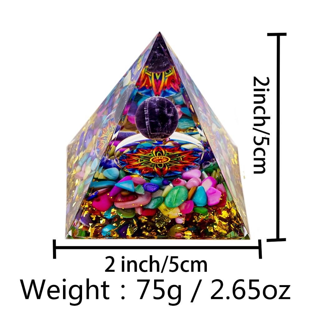 AierCrystal Natural Mineral Crystal Pyramid Energy Healing Meditation Aid Feng Shui Protection Home Decor Versatile Gift Option(2inch Pyramid Color Agate)