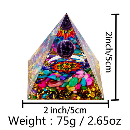 AierCrystal Natural Mineral Crystal Pyramid Energy Healing Meditation Aid Feng Shui Protection Home Decor Versatile Gift Option(2inch Pyramid Color Agate)