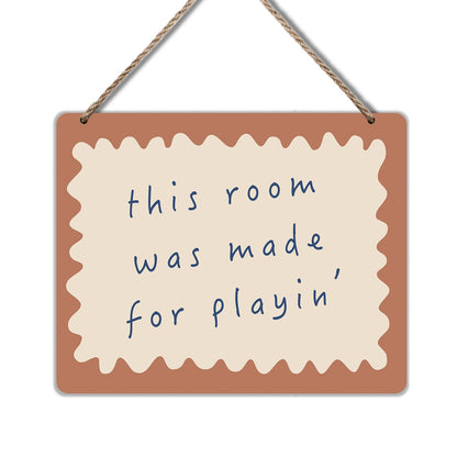 Udinaz Kids Playroom Hanging Sign, Playroom Wall Decor, This Room Was Made for Playin Hanging Wood Plaque Decor for Boys Kids Nursery Bedroom Play Room Wall Door Decorations