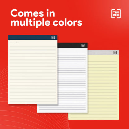 TRU RED Notepads, 8.5” x 11.75”, Narrow Ruled, Ivory, Perforated, 12‑Pack