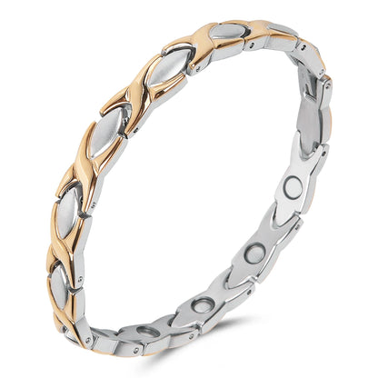 UtenoTureH Magnetic Bracelet for Women for Arthritis, Stainless Steel Bracelets with 3500 Gauss Magnet, Jewelry with Adjustable Tools (B(Silver to Gold))