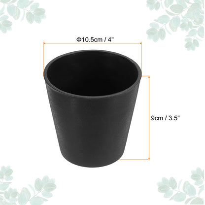 PATIKIL 3.7 Inch/9.5cm Mini Plastic Planter Pot, Modern Round Flower Pot Plant Container for Indoor Outdoor, Black