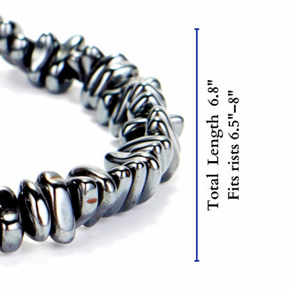 Herxion Hematite Bracelet for Men & Women - Natural Gemstone Raw Beads Weighted Bracelet, Irregular Chips Stretch Healing Crystal Bracelets - Anxiety Relief Jewelry for Stress & Energy Protection.
