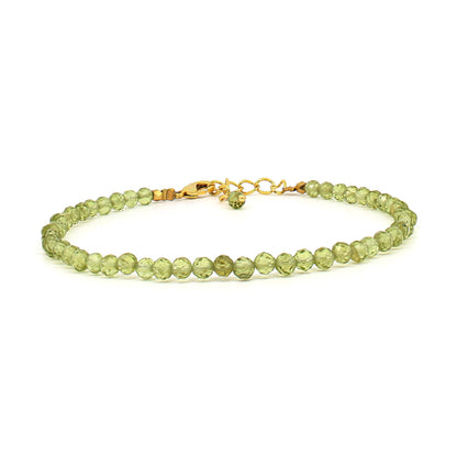 Gempires Natural Peridot Beaded Bracelet August Birthstone Crystal Jewelry Hypoallergenic 8 Inch Gold Plated Green Gemstone Dainty Bracelets For Women