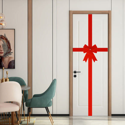 Meseey 1 Pcs Large Christmas Velvet Red Cabinet Door Ribbon Bows Gate Door Christmas Wreath Bow Festival Wrapping Decorations for Christmas Tree Fireplace Home Front Door Party Supplies (Red, 1)