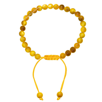 Amazing Gemstone Yellow Cats Eye Bracelet for Women Men's Gifts - Protection Healing Crystal Bracelet - 6mm Gemstone Beaded Adjustable Bracelet