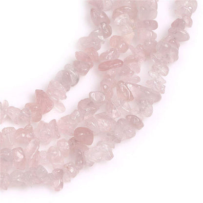 HAAMIIQII 5-8mm Natural Rose Quartz Chips Beads Crystal Irregular Chip Stones Loose Gemstone Beads for Jewelry Making Strand 30 Inch