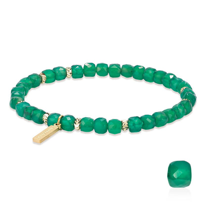 MesoAura Natural Green Agate Crystal Bracelet for Women & Men – Handmade Gemstone Beaded Bracelet, Heart Chakra Stone for Balance, Harmony & Calm – Adjustable Crystal Jewelry Gift (Serene Guardian Green Agate Bracelet)