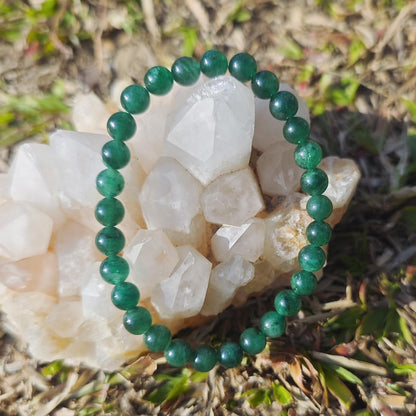8mm Emerald Bracelet | Natural Green Heart Chakra Crystal Beads - Handmade Gemstone Meditation Bracelet for Abundance & Love & Luck | Beading Tool Kit - Fits for 6.5-7.5 inch Medium Wrist Size