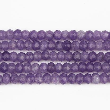 2 String 220PCS 3x5mm Natural Purple Chalcedony Stone Beads for Jewelry Making, Songxi Facted Loose Gemstone Beads for DIY Bracelet Necklace Making Supplies with Energy Healing Chakra Power