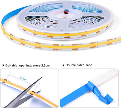 tlinkosta Cabinet Light COB LED Strip Lights 6-in-1 Dimmable Touch Control for Display Cabinets, Wardrobes, Kitchen, Wine Cabinets, Showcase & Shelf Lighting (Warm Light, 3.3ft)