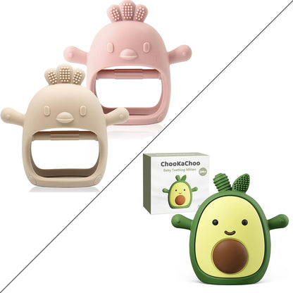 Baby Teething Toy for 0-6 6-12 Months, Food Grade Silicone Teething Mitten, Anti Dropping Wrist Hand Teethers Baby Chew Toys for Sucking Needs, BPA Free