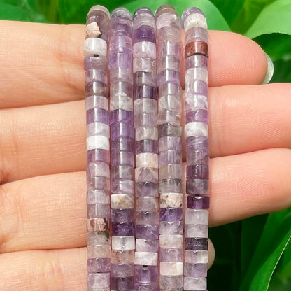 NITOPUPU 150Pcs 4×2mm Natural Amethyst Spacer Stone Beads for Jewelry Making Supplies, Loose Semi Flat Round Gemstone Tube Beads for Bracelets DIY Crafts