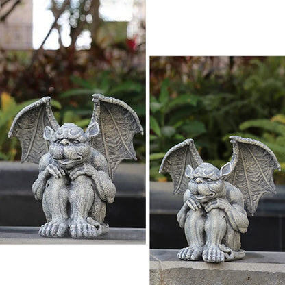 OwMell Gargoyle Statue Garden Guardian Sculpture Figurine Gothic Indoor Outdoor Garden Decor Statue 7 Inch - Sitting