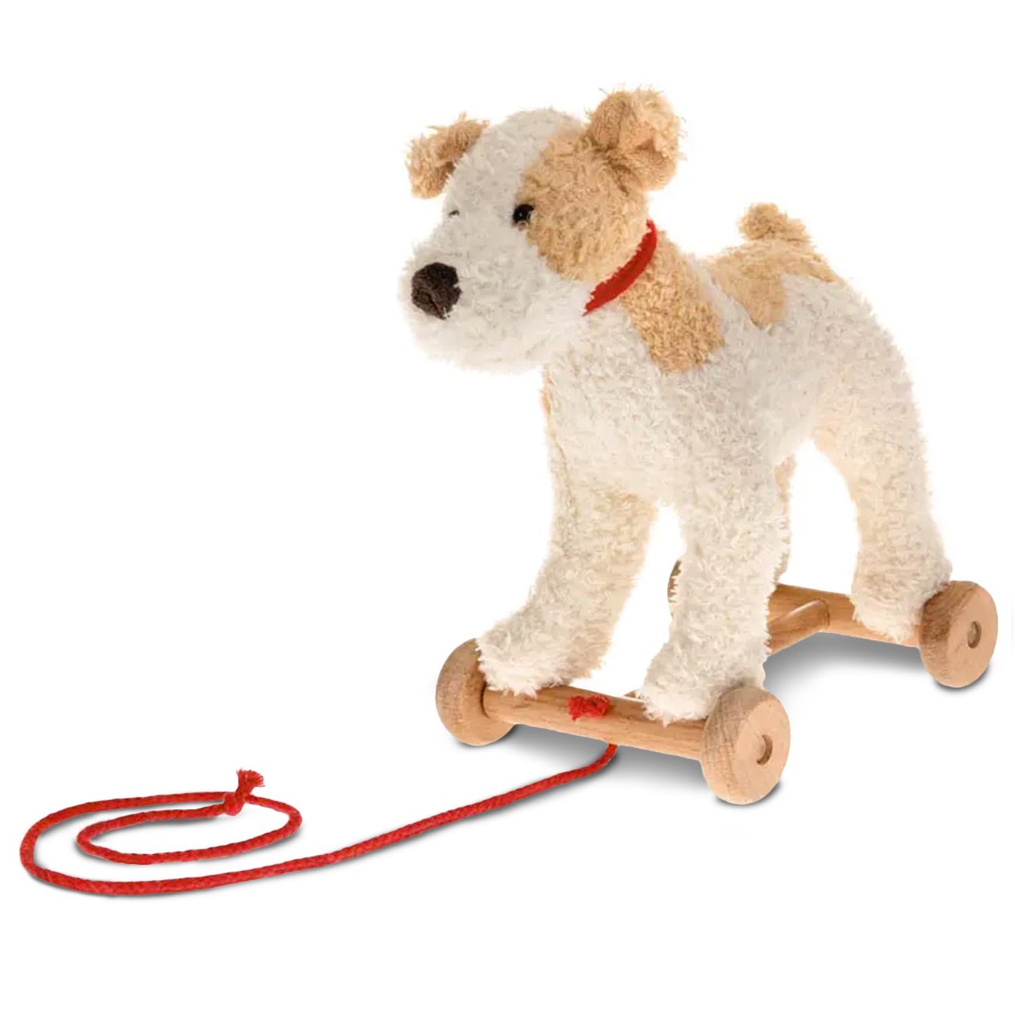 Egmont Toys Eliot Wooden Pull Dog – Montessori Toy for 1 Year Old, Plush Dog Pull Along Set on Wheels, Toddler Pull Puppy, Wooden Soft Plush for Boys and Girls, Educational Baby Drag Along Gift