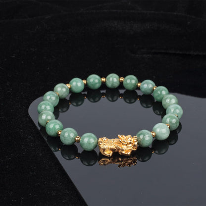 AROUROUA Fengshui Wealth Bracelet Green Real Jade Bracelet For Women Attract Lucky Wealthy Bracelets