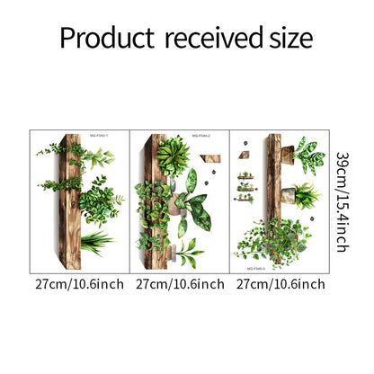 Green Plant Wall Decals 3D Bonsai Tropical Betterfly Wall Sticker Creative Vinyl Peel and Stick Removable Wall Art Decor for Living Room Bedroom Home Office (Green Plant 3)