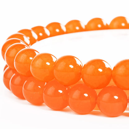 Anjpuy Natural Orange Chalcedony Beads 10mm - 35pcs Round Gemstone Beads for Jewelry Making - Bulk Loose Crystal Stone Bead Supplies for Bracelet Necklace Earrings Crafting