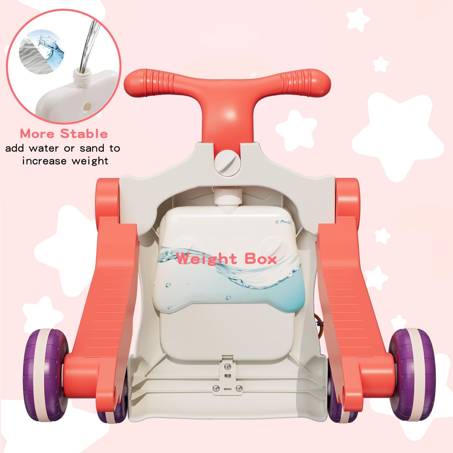 HYES Upgraded 5 in 1 Baby Walker and Activity Center for Baby Girl, Learning to Walk, Sit to Stand, Early Learning Push Toys for Infant 12 Months, Walking Toys Gift for Toddler Girls, Red