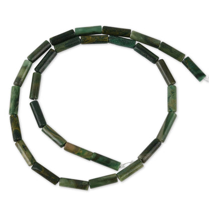 HAAMIIQII Natural Green African Jade Tube Beads 13x4mm Column Stone Cylinder Gemstone Loose Beads for Jewelry Making Strand 15 Inch (28-29pcs)