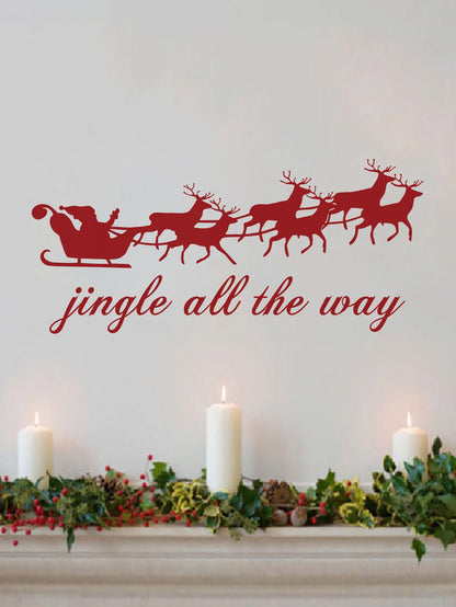 Christmas Wall Decor Painting Living Room Cute Winter Vinyl Art Quotes Decoration Jingle All The Way