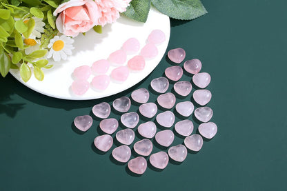 NUKAYAI 20PCS Rose Quartz Crystals Pink Trinkets Hearts Worry Stones Polished Healing Crystal Natural Cute Pocket Tiny Love Set Reiki Balancing Meditation Mothers Day Bulk Gifts for Women