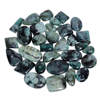 GEMKORA [20-30mm] (3-4pcs) Green Emerald Mix Shape Gemstones Cabochons, Jewelry Making Loose Gemstone, Polished Gems, DIY, Wire Wrapping, Reiki, Wikka, Healing Crystals, Bulk Gemstone Deal