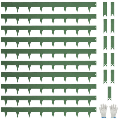 Pmango 10-Pack Galvanized Steel Landscape Lawn Edging - 4.5 inch Height Green Powder Coated Bendable Metal Strips - Hammer-in Edge Border - Yard Pathway Divider 40 inch Each(33Ft Total), #LYLB45GN-US