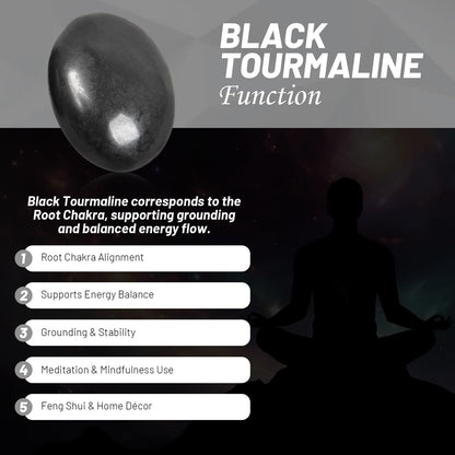 Orientrea Black Tourmaline Palm Stone-1 Pc Black Tourmaline Pocket Energy Stone, Smooth Healing Crystal Worry Stone (Black Tourmaline(1pc))
