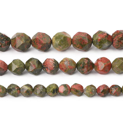 BEADIA Faceted Natural Unakite Stone Round Beads 6mm 36cm/Strand for Jewelry Making