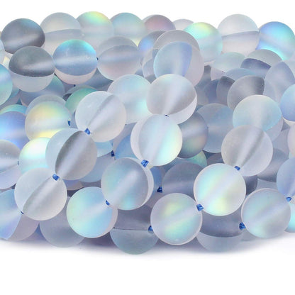 70PCS Natural 8MM Healing Gemstone, Synthetic Frosted Mermaid Energy Stone Round Loose Beads, Semi-Precious Crystal Beads with Free Elastic String for Jewelry Making DIY