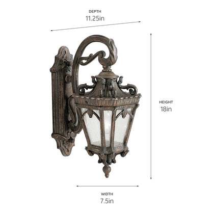 Kichler Tournai 18” Outdoor Wall Light with Clear Seeded Glass in Londonderry, 1-Light Traditional Fixture, 9356LD