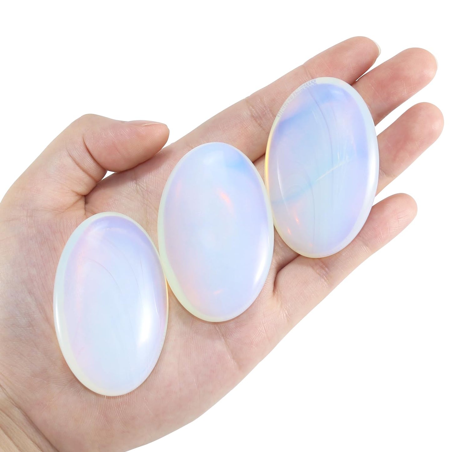 Nvzi Opalite Crystal Palm Stone, Worry Stones, Crystals and Healing Stones, Polished Rocks, Natural Gemstones, Chakra Stones for Healing Crystals Daily Use
