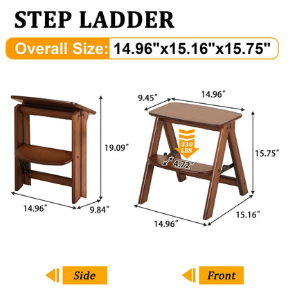 Baveke 2 Step Stool Foldable- Bamboo Step Ladder, Small Folding Step Stool Cute and Wooden Step Stools for Adults, Closet Stepstool & Collapsible Stool for Kitchen, Home, Indoor(FSC-Certified Bamboo)
