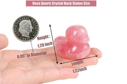 DUQGUHO Duck Figurine Gifts Statue Pink Ducks Mom Deocr Gift Rose Quartz Crystals Stones Duck Lovers Duck Collectible Desk Mothers Day Office Deocration