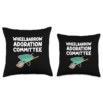 Wheelbarrow Adoration Committee Construction Single Wheel Throw Pillow