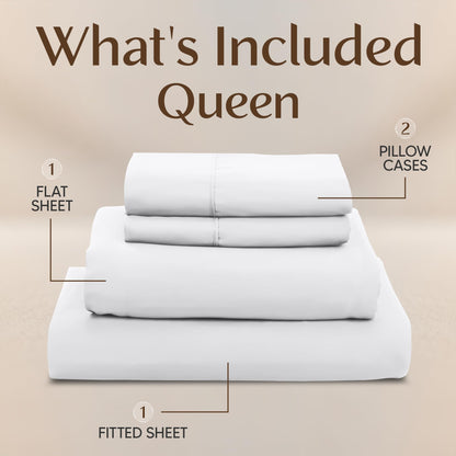 Utopia Bedding Queen Size Sheet Set – 4 Piece Bed Sheets, Soft and Breathable Microfiber, Includes 1 Fitted Sheet, 1 Flat Sheet and 2 Pillowcases – Oeko Tex (White)